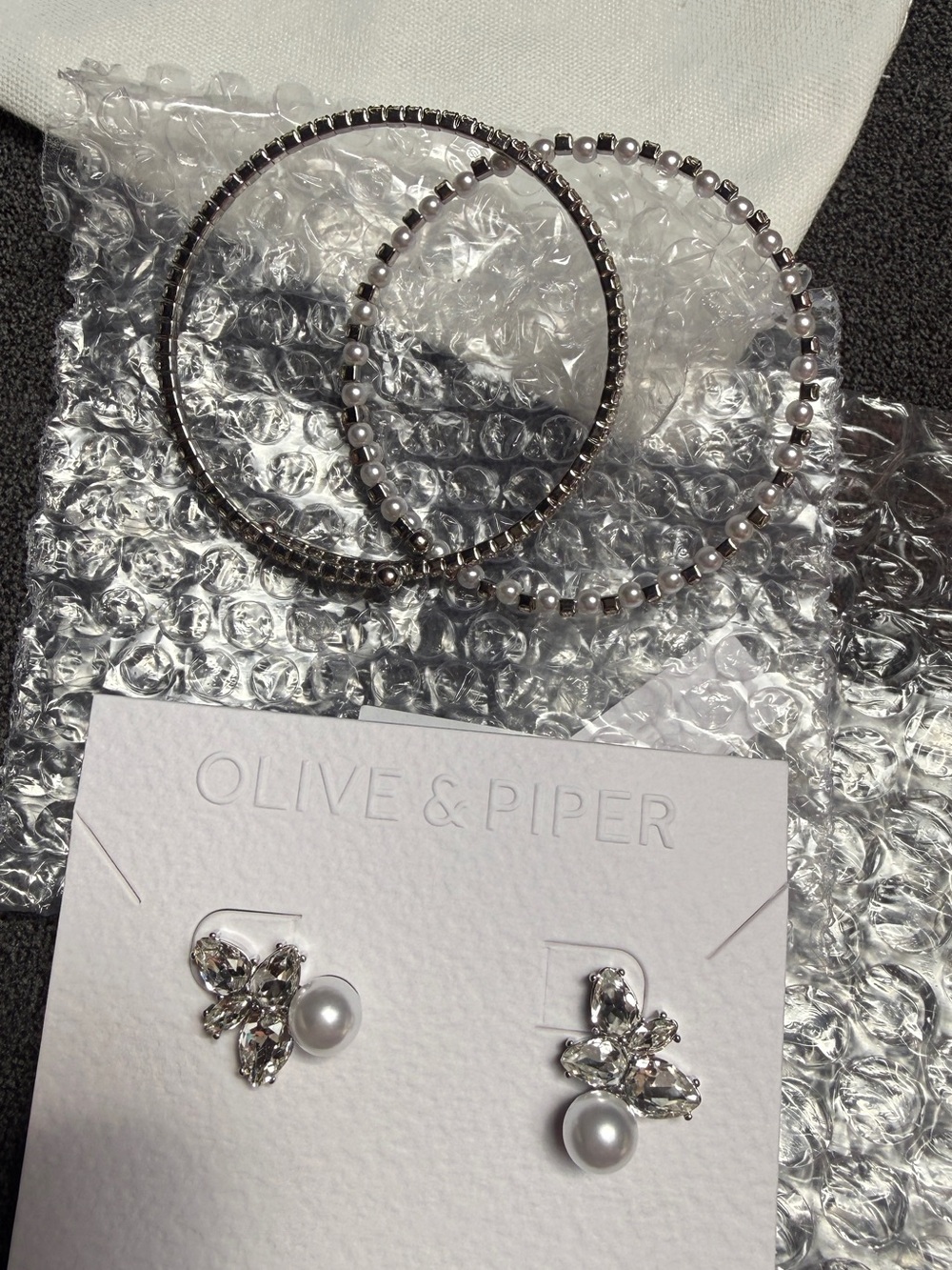 Olive & Piper Silver Pearl Cluster Stud Earrings